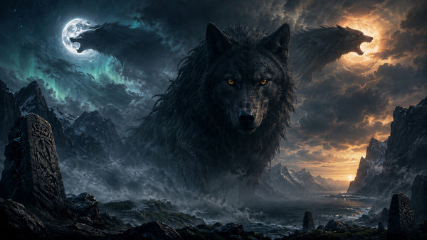 Norse wolf symbol meaning featuring Fenrir, Sköll, Hati and Odin's wolves