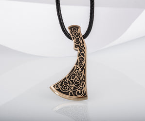 Perun's Axe Bronze Pendant with Beautiful Floral Ornament Reconstruction