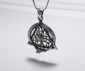 925 Silver Triangle Symbol with Triquetra and Ouroboros, Handmade Jewelry