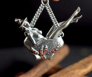 925 Sterling Silver Witch Pendant, Handcrafted Jewelry