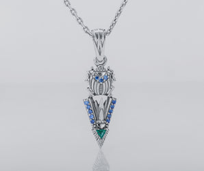 Scarab Pendant with Gems, Egyptian style 925 Silver