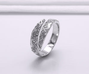 950 Platinum Snake Style Ring with Ornament, Handmade Norse Jewelry