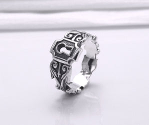 925 Silver Keyhole Band Ring with Ornament