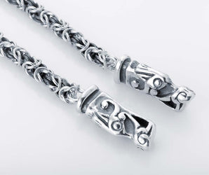 925 Silver Norse Wolves Chain, Handcrafted Viking Jewelry