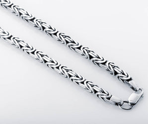 Square Viking Chain, Sterling Silver Handmade Norse Jewelry
