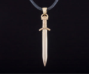 14K Norse Sword Pendant Gold Viking Jewelry
