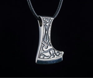Perun's Axe Sterling Silver Pendant with Deer Ornament Reconstruction