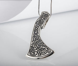 Perun's Axe Sterling Silver Pendant with Beautiful Ornament Reconstruction