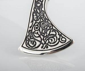Perun's Axe Sterling Silver Pendant with Beautiful Ornament Reconstruction