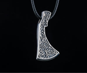 Perun's Axe Sterling Silver Necklace with Floral Ornament Reconstruction