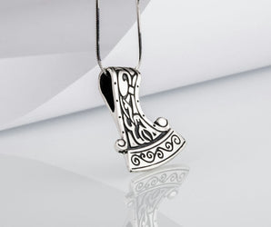Perun's Axe Small Sterling Silver Pendant with Ornament