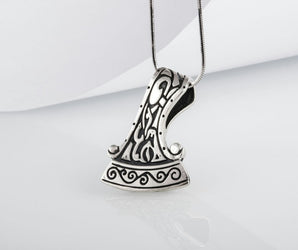 Perun's Axe Small Sterling Silver Pendant with Ornament