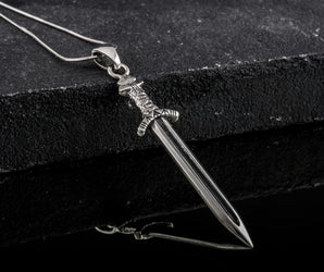 Norse Sword Pendant Sterling Silver Viking Jewelry