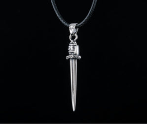 Viking Sword with Hand Pendant Sterling Silver Norse Jewelry