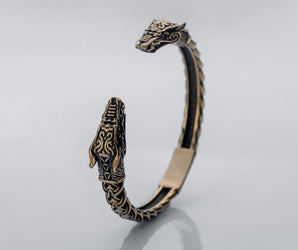 "Bronze Wolves Bracelet, Handmade Viking Jewelry"