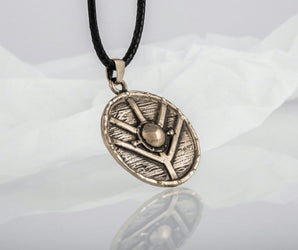 Lagertha's Shield Pendant Unique Bronze Viking Necklace