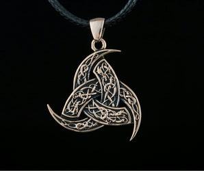 Odin Horn Pendant with Urnes Ornament Bronze Unique Jewelry