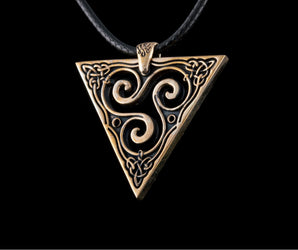 Unique Pendant with Triskel Spiral Bronze Celtic Jewelry