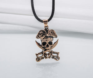 Jolly Roger Pendant Handmade Starling Bronze Jewelry