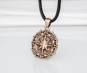 Compass Pendant with Ornament Bronze Jewelry