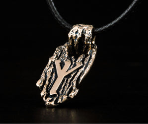 Viking Rune Pendant Bronze Handmade Jewelry