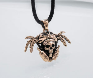 Pirate Skull Pendant Bronze Unique Handmade Jewelry