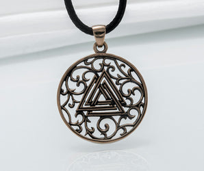 Norse Pendant with Valknut Symbol Bronze Handmade Jewelry