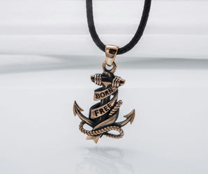 Anchor Symbol with Rope Pendant Bronze Handcrafted Jewelry
