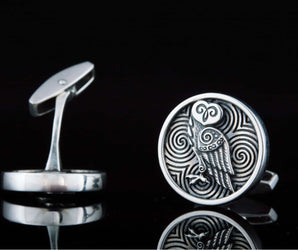 Unique Handmade Cufflinks with Owl Sterling Silver Jewelry