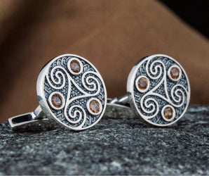 Unique Cufflinks with Triskelion Symbol Sterling Silver Handmade Jewelry