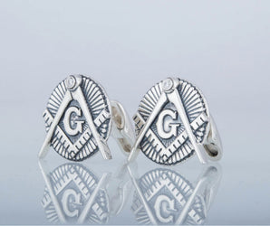 Unique Cufflinks with Masonic Symbol Sterling Silver Jewelry