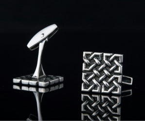 Unique Cufflinks with Ornament Sterling Silver Handmade Jewelry