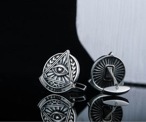 Unique Cufflinks with Masonic Symbol Sterling Silver Handmade Jewelry