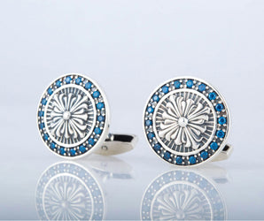 Cufflinks with Cubic Zirconia Sterling Silver Unique Jewelry