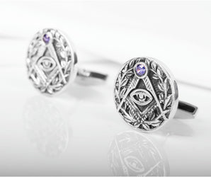 Sterling Silver Masonic Cufflinks with Eye of providence, Unique handmade jewelry