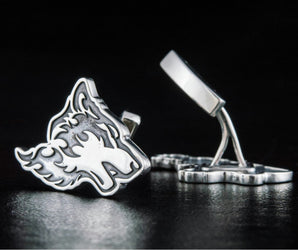 Unique Cufflinks in Wolf Style Sterling Silver Handmade Jewelry