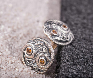 925 Silver Cufflinks with Dragons and Gems, Unique Handmade Jewelry