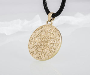 Vegvisir Symbol Pendant Gold Norse Jewelry