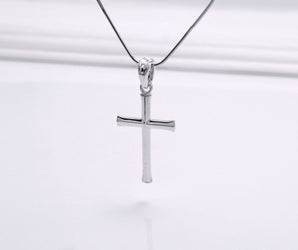 925 Silver Smooth Cross Pendant, Handmade Christian Jewelry