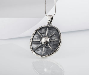 Vikings Shield Pendant Unique Sterling Silver Viking Necklace