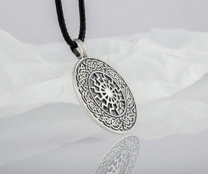 Black Sun with Viking Ornament Pendant Sterling Silver Viking Jewelry