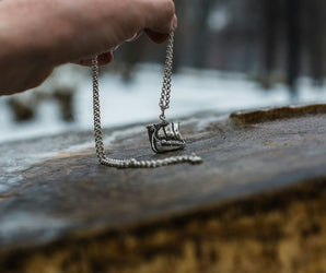 Viking Ship Pendant Sterling Silver Handmade Jewelry