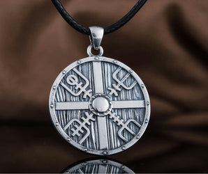 Lagertha's Shield Pendant Handmade Sterling Silver Viking Necklace