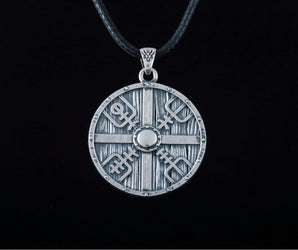 Lagertha's Shield Pendant Handmade Sterling Silver Viking Necklace
