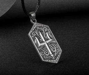 Trident Symbol Pendant Sterling Silver Pagan Jewelry