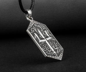 Trident Symbol Pendant Sterling Silver Pagan Jewelry