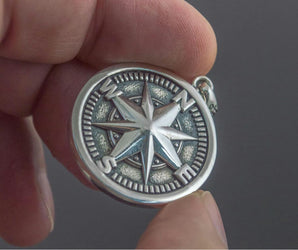 Compass Pendant Handmade Starling Silver Jewelry