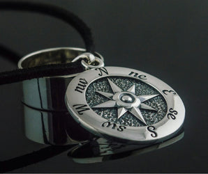 Compass Symbol Pendant Sterling Silver Norse Jewelry