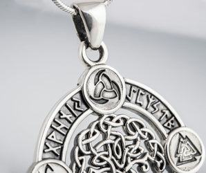 Yggdrasil Pendant with Norse Symbols Sterling Silver Viking Jewelry