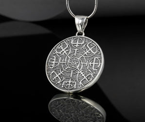 Vegvisir Symbol Pendant Sterling Silver Norse Jewelry